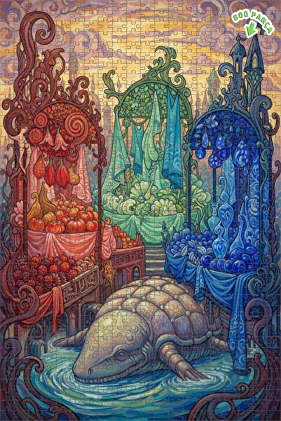 Teona Ahşap لغز خشبي فني رائع لمشهد سوق مخلوقات البحر، مرسوم بالزيت، 800 قطعة...