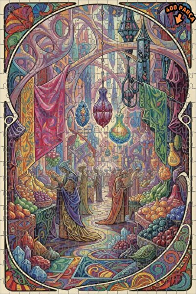 Teona Ahşap لغز خشبي ملون ذو طابقين بإطار من ماركة Magical Market Place، 400 ...