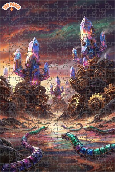 Teona Ahşap Crystal Forests' Mechanical Snakes Oil Painting Look Art 250 Piec...