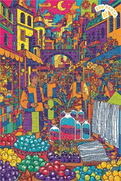 Teona Ahşap لغز خشبي مؤطر بطبقتين بنمط ساحة السوق النابضة بالحياة وتأثيرات ال...