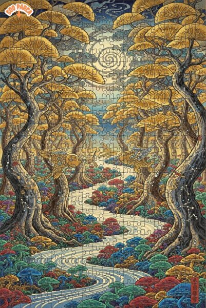 Teona Ahşap Magic Forest Fish Birds Double Layer Framed Wooden Puzzle 500 Pie...