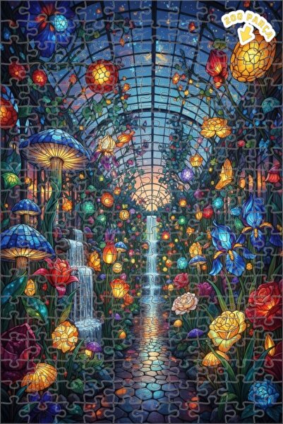 Teona Ahşap لغز خشبي مؤطر بطبقتين من فن الزجاج الملون للحديقة السحرية 200 قطع...