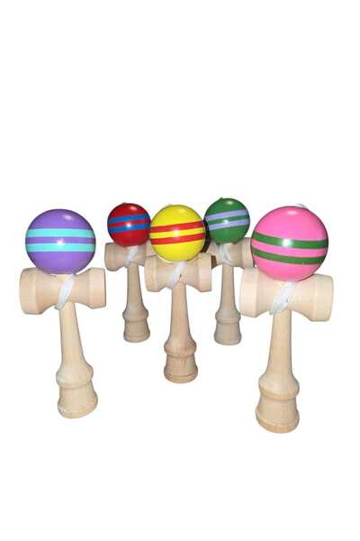 NoNameStore7 Mini Wooden Kendama, 12 cm, Random Colors, Skill Game for Children