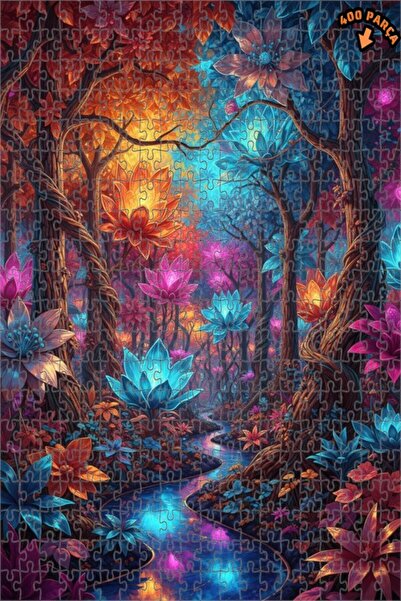 Teona Ahşap لغز خشبي مؤطر بطبقتين بمظهر لوحة زيتية لزهور الغابة السحرية 400 ق...