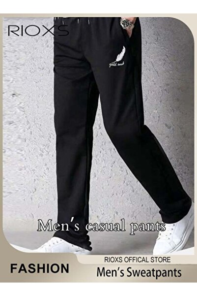 RIOXS Men's Sweatpants, Casual Lightweight Open Bottom Sports Pants, Loose Fi...