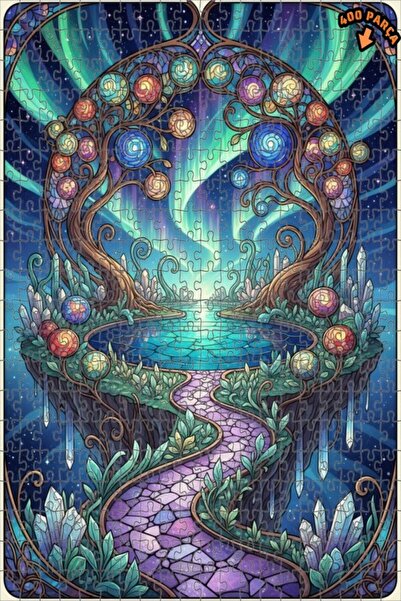 Teona Ahşap لغز خشبي مؤطر على شكل شجرة أورورا السحرية مكون من طبقتين 400 قطعة...