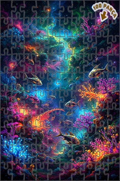 Teona Ahşap لغز خشبي رائع على شكل مجموعة أسماك تحت الماء، ذو طبقتين، 100 قطعة...