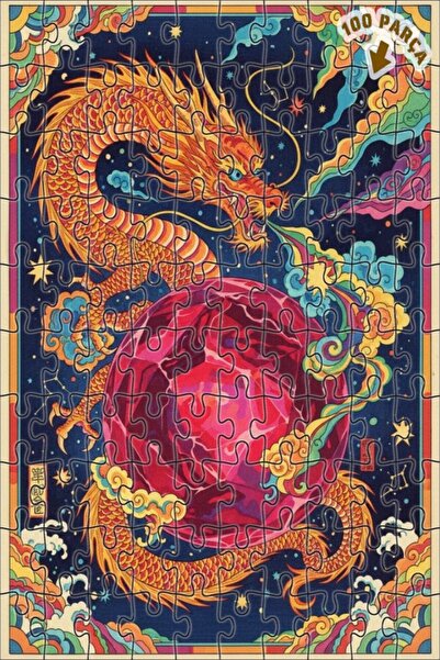 Teona Ahşap لغز خشبي مؤطر بطبقتين من الكريستال على شكل تنين وياقوت، 100 قطعة،...