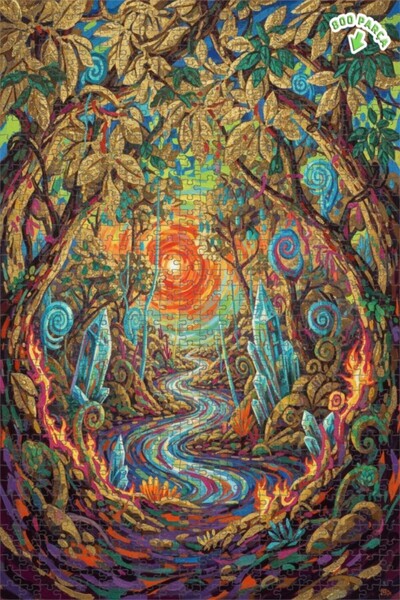 Teona Ahşap لغز خشبي على شكل مسار غابة كريستالية غامضة بمظهر ألوان مائية 800 ...