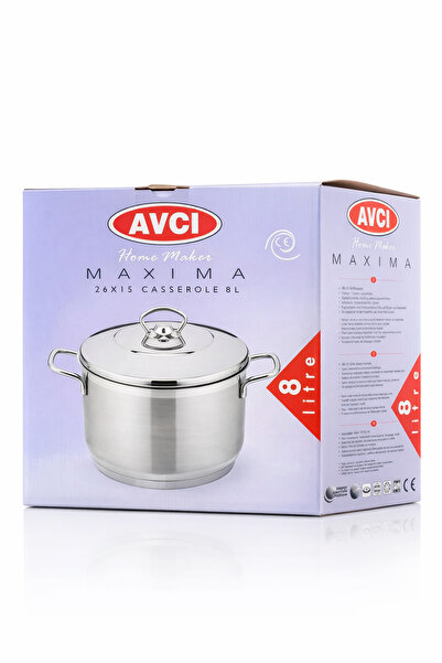 AVCI HOME MAKER قدر ماكسيما من الفولاذ المقاوم للصدأ سعة 8 لتر (26×15 سم) - ق...