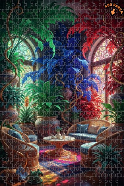 Teona Ahşap لغز خشبي بتصميم حديقة استوائية وديكورات زيتية 400 قطعة 35x35