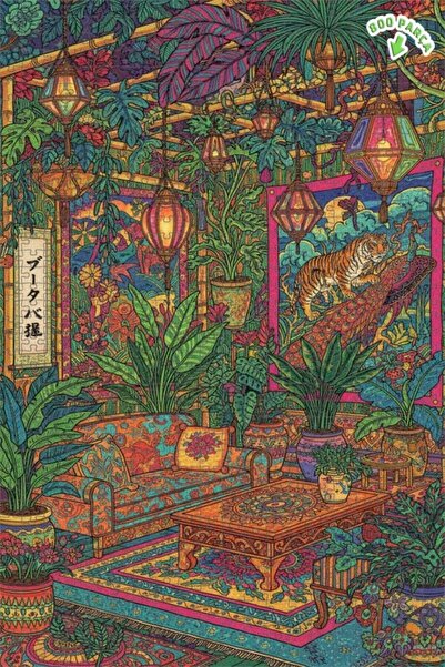 Teona Ahşap لوحة زيتية لمنزل الغابة الاستوائية بتصميم النمر والطاووس، لوحة خش...