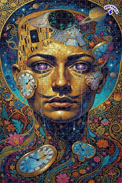 Teona Ahşap لوحة فنية خشبية مزدوجة الطبقات مطلية بالزيت بتصميم "الوقت يلتف حو...