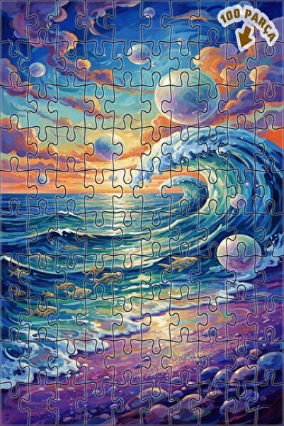 Teona Ahşap لغز خشبي بإطار مزدوج الطبقات بتصميم أمواج رائعة وحشوة أسماك، 100 ...