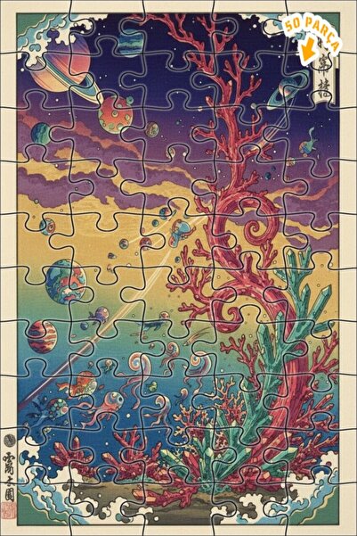 Teona Ahşap لغز فني على شكل غابة كريستالية تحت الماء في المجرة البعيدة، 50 قط...