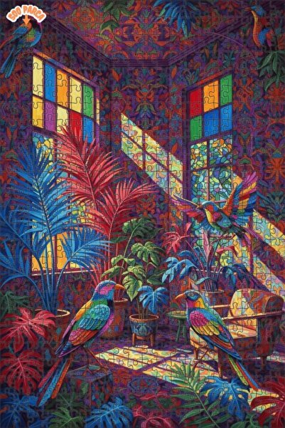 Teona Ahşap لوحة زيتية ملونة للطيور والنباتات، لغز خشبي مؤطر ذو طبقتين 500 قط...