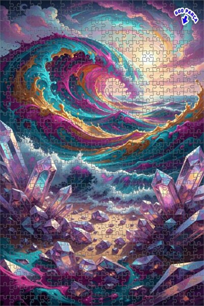 Teona Ahşap لغز خشبي مؤطر من كريستال ويف آرت مكون من طبقتين 600 قطعة 50x35