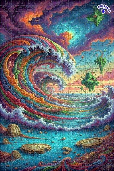 Teona Ahşap لغز خشبي مؤطر بطبقتين بمظهر لوحة زيتية لـ "أمواج العالم الخيالي" ...