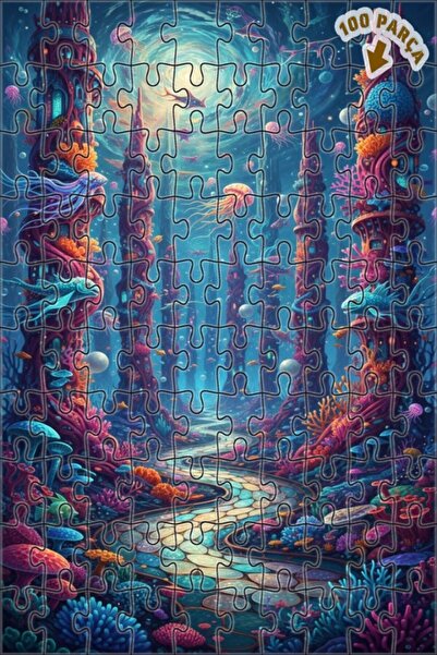 Teona Ahşap لغز خشبي بإطار مزدوج الطبقات بمظهر لوحة زيتية لمدينة تحت البحرية ...