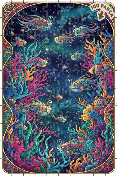 Teona Ahşap لغز فني ملون للأسماك الميكانيكية تحت البحر بأسلوب الرسم الزيتي 10...