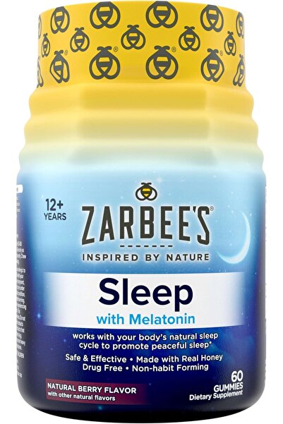 Zarbees علكات الميلاتونين من زاربيز بتركيز 3 ملغ، مكمل غذائي للنوم لتعزيز نوم...