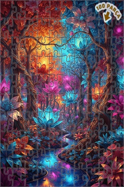 Teona Ahşap لغز خشبي مؤطر بطبقتين بمظهر لوحة زيتية لزهور الغابة السحرية 100 ق...