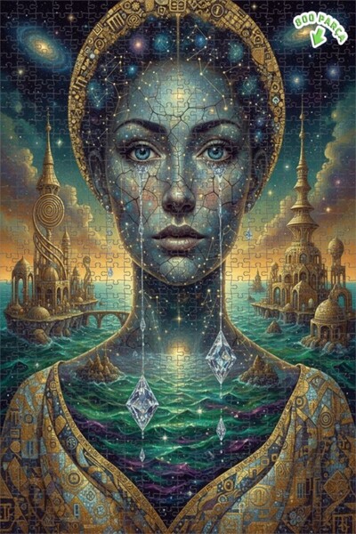 Teona Ahşap لوحة فنية ذات طابع فكرية وكوني بصورها تشبه اللوحات المائية، 800 ق...