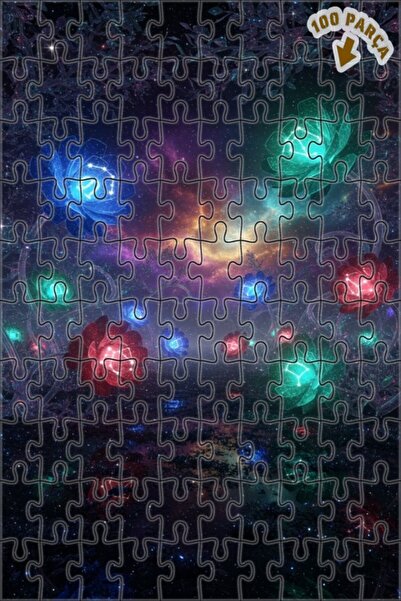 Teona Ahşap لغز خشبي مؤطر ذو طبقتين من كوزميك فلاور بورش ستارز، 100 قطعة، 25x25