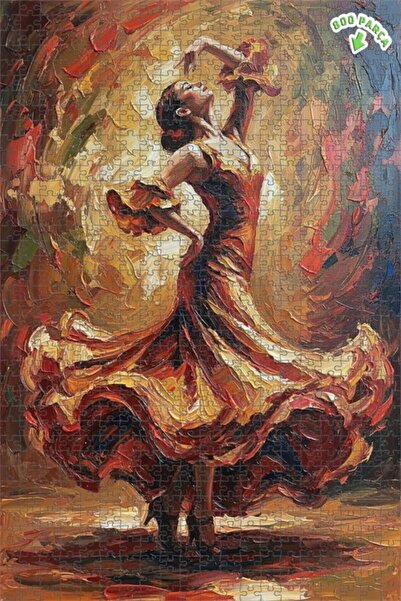 Teona Ahşap لغز فني على شكل راقصة اللهب بأسلوب الرسم الزيتي 800 قطعة 70x50