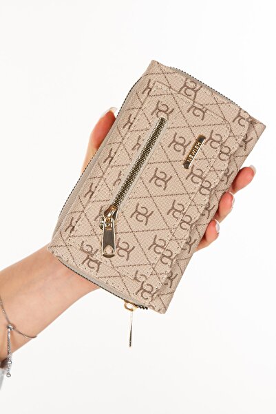 Eliza Women's Leather Monogram Patterned Card Holder and Wallet