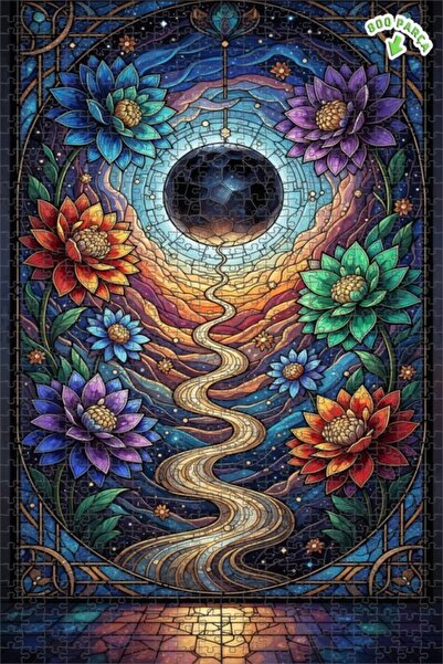 Teona Ahşap لغز خشبي ذو طبقتين على شكل زهور من الكون الغامض مع مظهر فسيفساء ز...