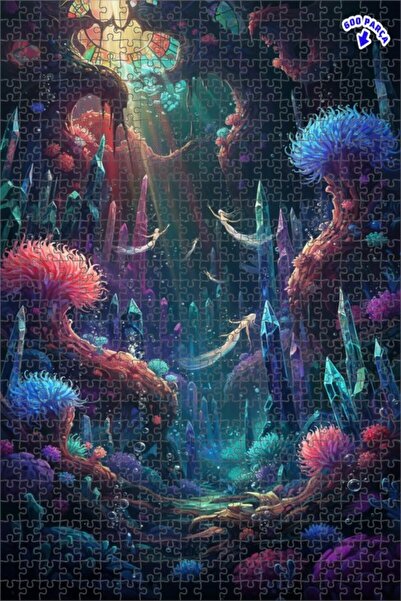 Teona Ahşap غابة الكريستال الغامضة ذات المظهر المائي، لغز خشبي 600 قطعة 50x35