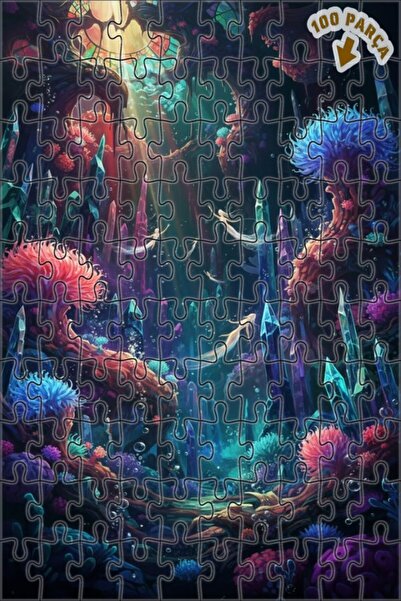 Teona Ahşap لغز خشبي على شكل غابة كريستالية غامضة بمظهر ألوان مائية 100 قطعة ...