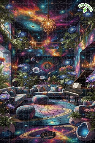 Teona Ahşap لغز خشبي مؤطر من هايال وورلد جالاكسي ذو طابقين 800 قطعة 70x50