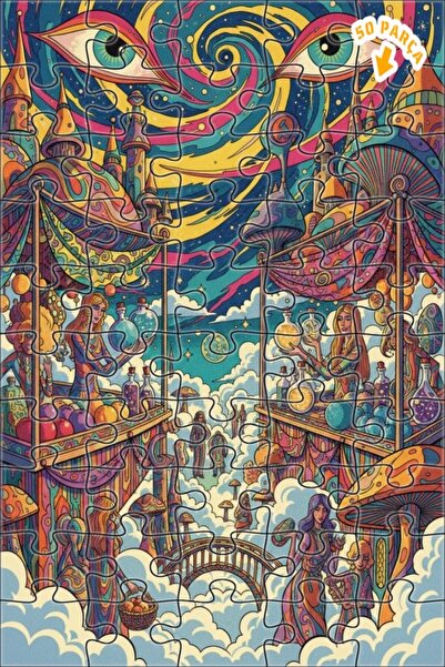 Teona Ahşap لغز خشبي ملون ذو طبقتين بإطار من رؤيا ألميند، 50 قطعة، مقاس 15×25