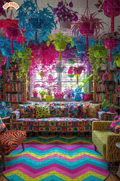 Teona Ahşap مساحة معيشة منزلية ملونة مطبوع لوحة زيتية ذات طابقين على شكل لغز ...