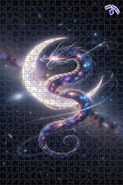 Teona Ahşap لغز فني للتناغم بين التنين الكوني وضوء القمر 600 قطعة 50x35