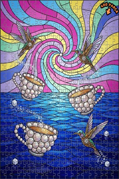 Teona Ahşap لغز خشبي مؤطر ذو طبقتين من ماركة ماجيك فلايغوس كوفي جلاس آرت، 400...