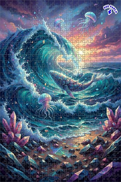 Teona Ahşap لغز فني رائع على شكل حوت المحيط وقنديل البحر بتصميم لوحة زيتية 60...