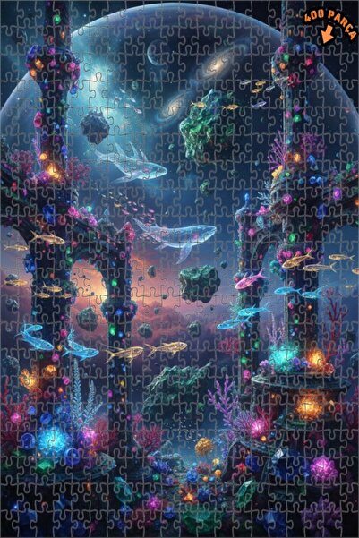 Teona Ahşap لغز خشبي رائع على شكل مملكة الحيتان مكون من طبقتين 400 قطعة مقاس ...