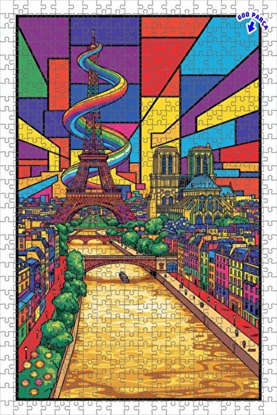 Teona Ahşap برج إيفل ونوتردام، لوحة فنية خشبية ملونة ذات طابقين، 600 قطعة، 50...