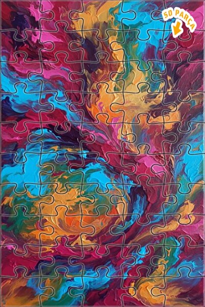 Teona Ahşap لغز خشبي مؤطر ذو طبقتين بمظهر فني تجريدي بألوان نابضة بالحياة 50 ...