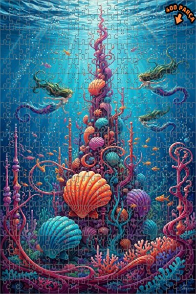 Teona Ahşap لغز خشبي مؤطر بطبقتين بمظهر لوحة زيتية لملكة حورية البحر السحرية ...