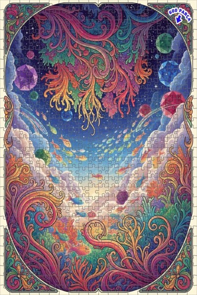 Teona Ahşap لغز خشبي مؤطر ذو طابقين بتصميم فني على شكل رؤية منظرية تحت الماء ...