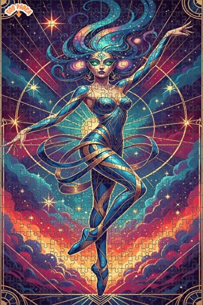 Teona Ahşap لغز خشبي مؤطر ذو طبقتين من Ancient Cosmic Dancer Art مكون من 500 ...