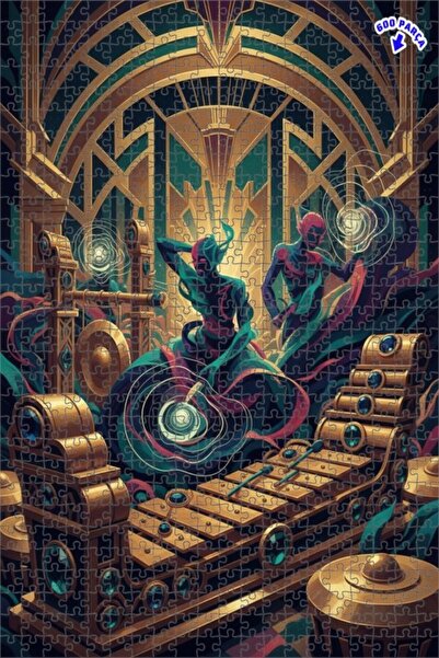 Teona Ahşap لغز خشبي مؤطر من طبقتين بتصميم آرت ديكو ميوزيك سيمفوني 600 قطعة 5...