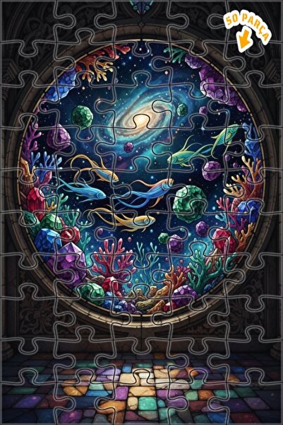 Teona Ahşap لغز خشبي مؤطر بطبقتين على شكل سمكة جالاكسي كريستال فنية تحت الماء...