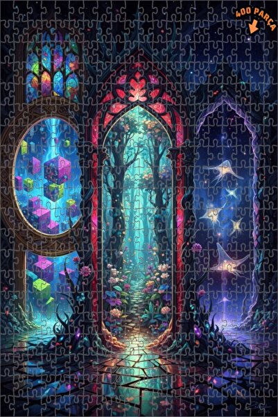 Teona Ahşap لغز خشبي مؤطر بباب الغابة الغامضة مكون من طابقين 400 قطعة 35x35