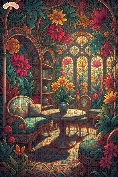 Teona Ahşap لوحة زيتية لحديقة الزهور على طراز آرت نوفو، ألغاز خشبية مؤطرة بطب...