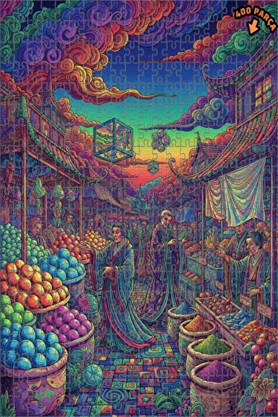 Teona Ahşap لغز خشبي ملون من سوق آسيا مقطوع بالليزر، ذو طبقتين، 400 قطعة، 35x35